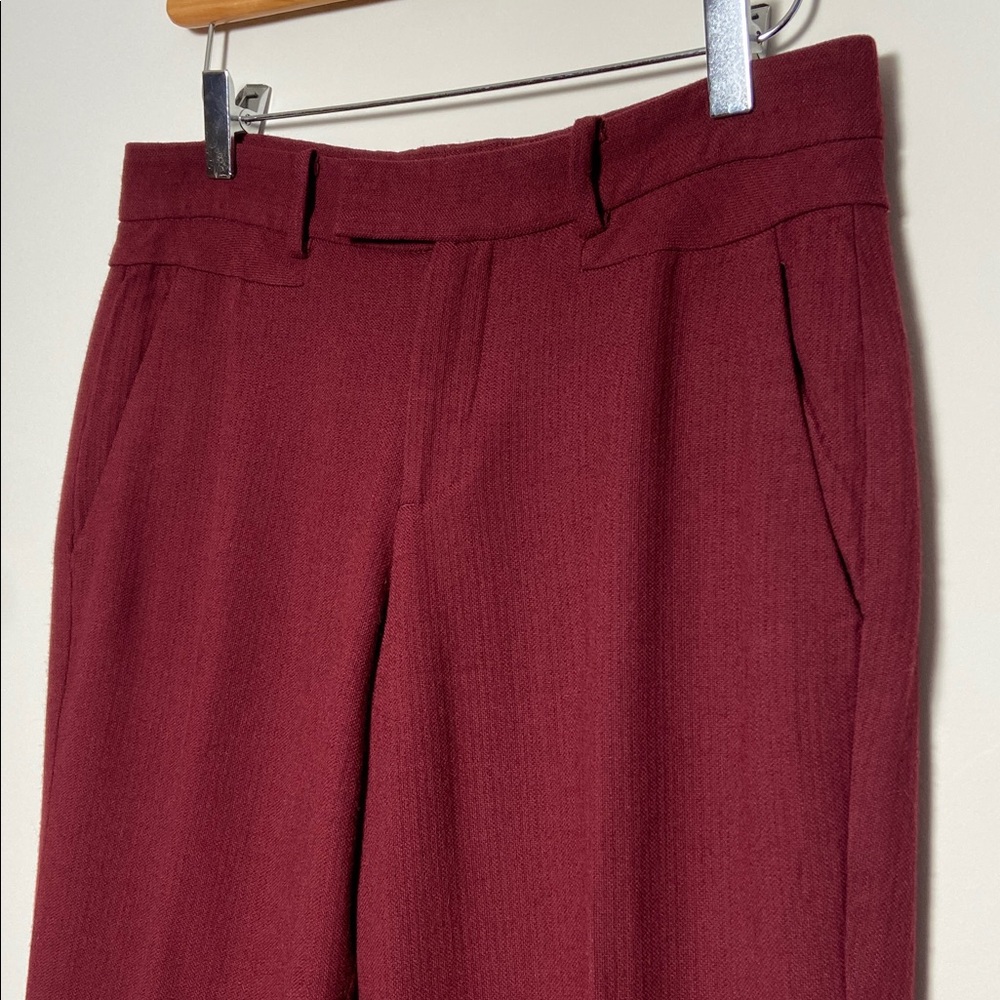 Helmut Lang Burgundy Wool-blend Trousers